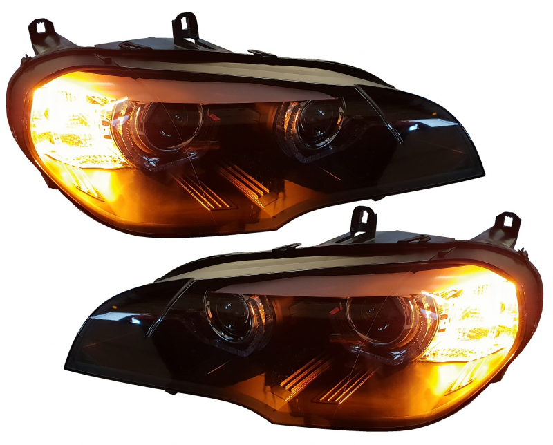 LED Scheinwerfer für BMW X5 E70 2006-2013 mit AFS schwarz Led Tagfahrlicht
