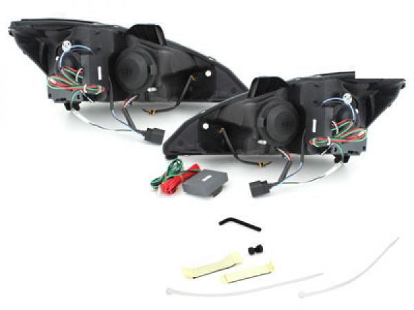 LED TAGFAHRLICHT Scheinwerfer für Ford Focus 98-01 black schwarz