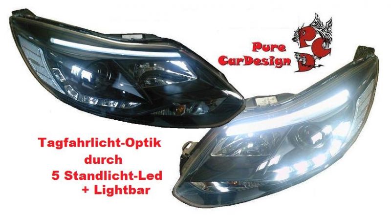 Light-Tube LED Scheinwerfer für Ford Focus 11-14 schwarz