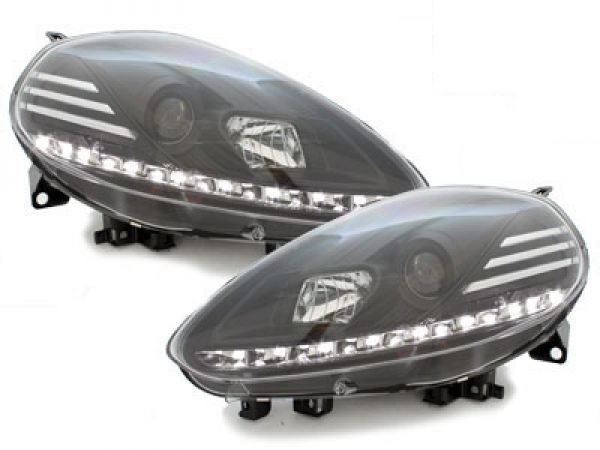 LED TAGFAHRLICHT Scheinwerfer für Fiat Punto Evo 09+ black schwarz