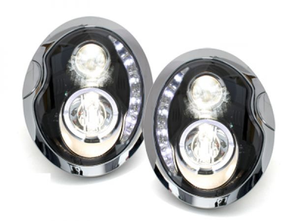 Scheinwerfer für Mini 01-06 R50 R52 R53 Tagfahrlicht-Optik schwarz