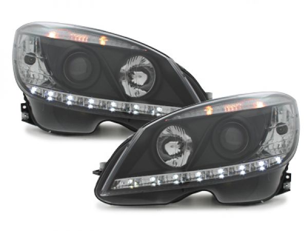 LED TAGFAHRICHT Scheinwerfer für Mercedes Benz S204 W204 C-Klasse 07-10 schwarz