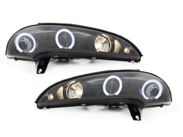 Scheinwerfer für Opel Tigra 94-00 2 Led Standlichtringe schwarz