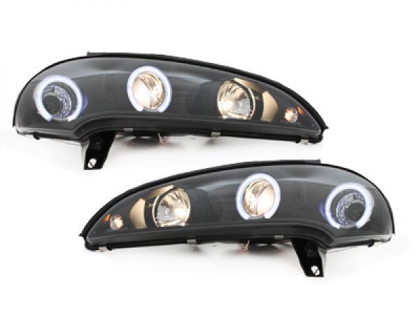 Scheinwerfer für Opel Tigra 94-00 2 CCFL Standlichtringe schwarz