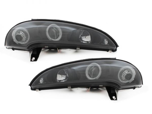 Scheinwerfer für Opel Tigra 94-00 2 Led Standlichtringe schwarz
