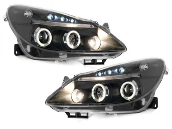 LED Angel Eyes Scheinwerfer für Opel Corsa D 06-10 schwarz