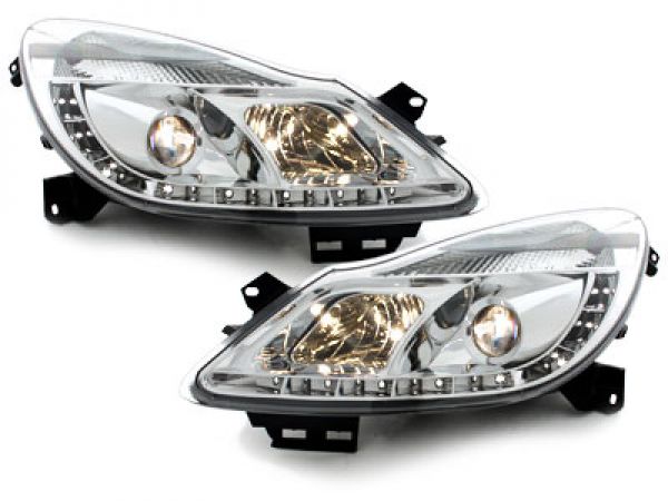 LED TAGFAHRLICHT Scheinwerfer für Opel Corsa D 06-10 chrom