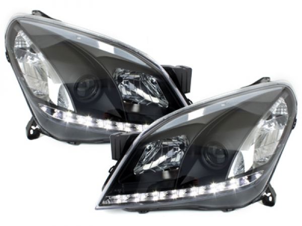 Scheinwerfer für Opel Astra H 04-09 Tagfahrlicht-Optik schwarz