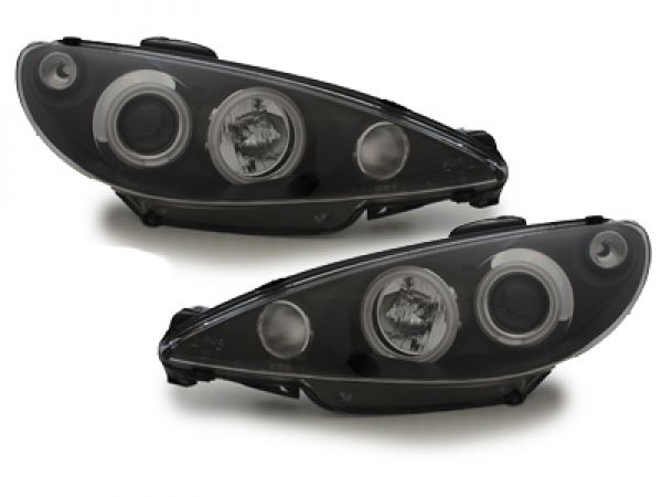 CCFL Angel Eyes Scheinwerfer für Peugeot 206 98-02 schwarz