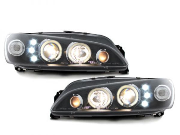 LED Angel Eyes Scheinwerfer für Peugeot 306 97-01 schwarz