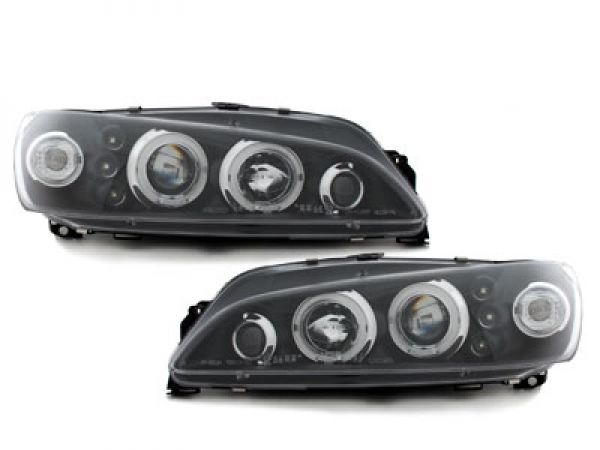 LED Angel Eyes Scheinwerfer für Peugeot 306 97-01 schwarz