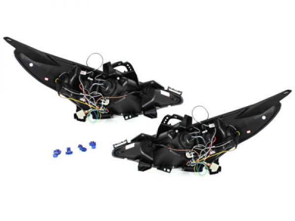 LED Angel Eyes Scheinwerfer für Peugeot 207 06+ schwarz