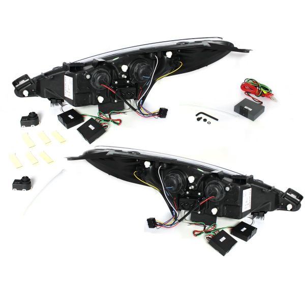 LED TAGFAHRLICHT Scheinwerfer für Peugeot 207 06+ black schwarz
