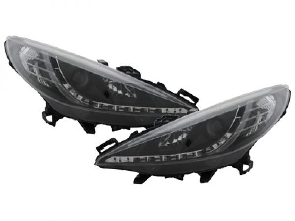 Scheinwerfer für Peugeot 207 06+ Tagfahrlicht-Optik schwarz