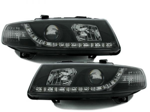 Scheinwerfer für Seat Leon 1M 99-06 Tagfahrlicht-Optik schwarz