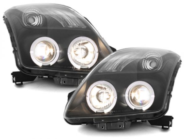 Scheinwerfer für Suzuki Swift 05-10 2 Standlichtringe schwarz