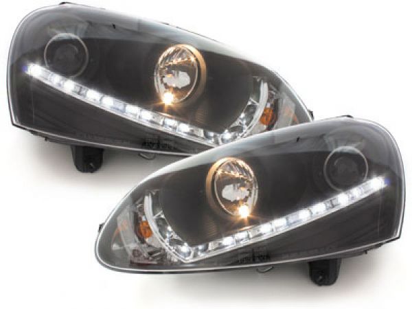 LED TAGFAHRLICHT Scheinwerfer für VW Jetta 05-10 black schwarz
