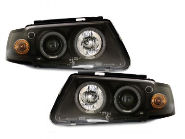 LED Angel Eyes Scheinwerfer für VW Passat 3B 96-00 2 Standlichtringe schwarz