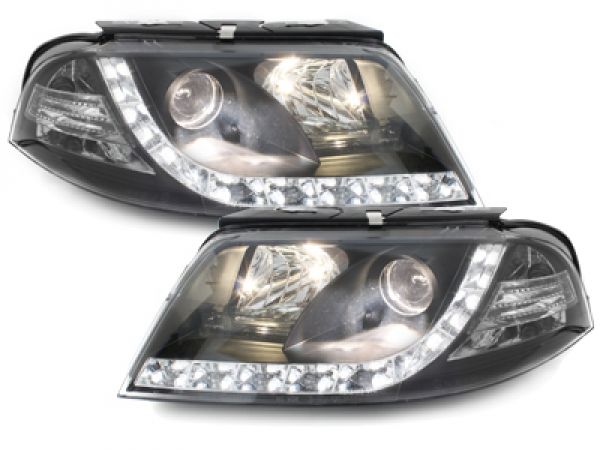 Scheinwerfer für VW Passat 3BG 00-04 Tagfahrlicht-Optik schwarz Sonar