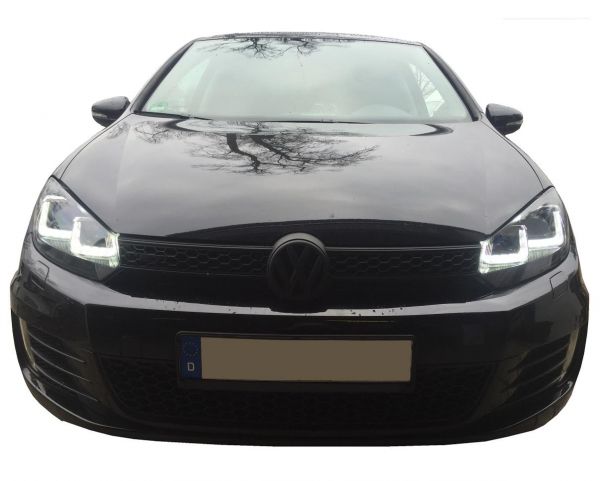 Tagfahrlicht Scheinwerfer für VW Golf 6 VI 08-12 schwarz-chrom Golf 7-Look