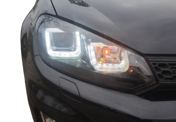 Tagfahrlicht Scheinwerfer für VW Golf 6 VI 08-12 schwarz-chrom Golf 7-Look