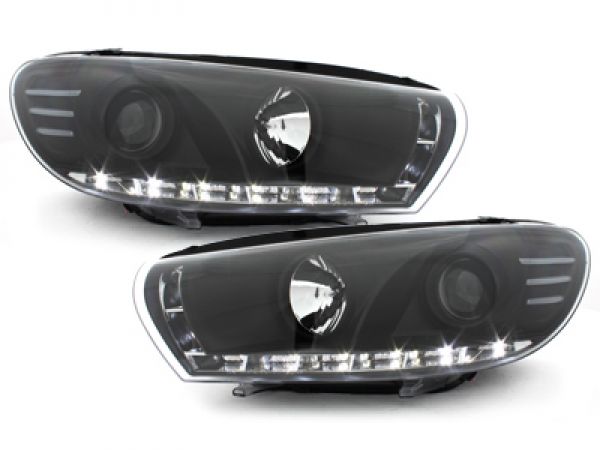Scheinwerfer für VW Scirocco 3 III 08-14 Led Tagfahrlicht-Optik schwarz