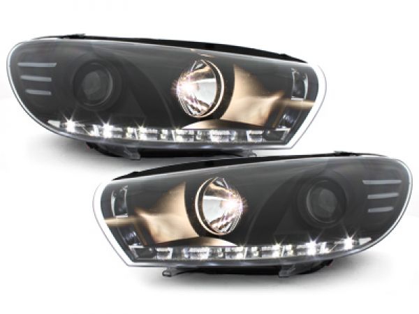 LED TAGFAHRLICHT Scheinwerfer für VW Scirocco 3 08-14 black schwarz