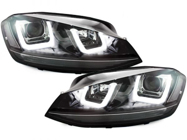 LED Tagfahrlicht Scheinwerfer für VW Golf 7 Bj. 13-17 schwarz R-Look links rechts
