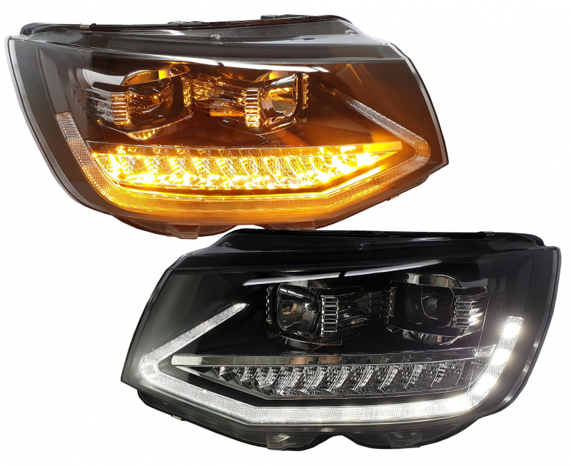 Scheinwerfer für VW T6 15-19 Led Tagfahrlicht dynamischer Blinker schwarz V1