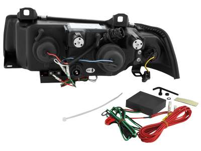 LED TAGFAHRLICHT Scheinwerfer für BMW E36 Coupe Cabrio 92-98 black schwarz