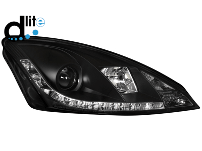 LED TAGFAHRLICHT Scheinwerfer für Ford Focus 98-01 black schwarz