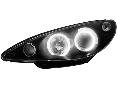 CCFL Angel Eyes Scheinwerfer für Peugeot 206 98-07 schwarz