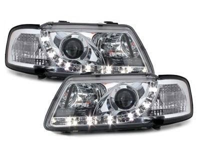 LED TAGFAHRLICHT Scheinwerfer für Audi A3 8L 09.96-08.00 chrom mit Dimmfunktion