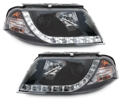 LED TAGFAHRLICHT Scheinwerfer für VW Passat 3BG 01-04 black schwarz