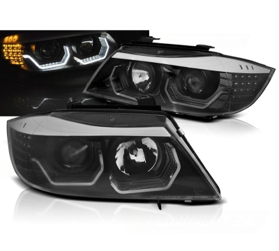 LED Tagfahrlicht-Optik Scheinwerfer für BMW E90 E91 05-08 schwarz Led Blinker