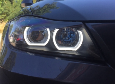 LED Tagfahrlicht Scheinwerfer für BMW E90 E91 LCI 09-12 schwarz Sonar