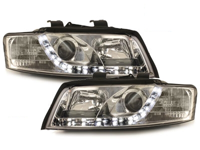 Scheinwerfer für AUDI A4 B6 8E 01-04 Tagfahrlicht-Optik chrom Sonar