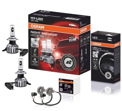 OSRAM NIGHT BREAKER H7 LED 220% Set für VW Golf 6 mit Adapter + Canbus E8 4816