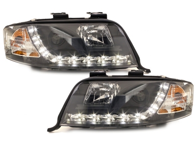 Scheinwerfer für AUDI A6 4B 01-04 Facelift Tagfahrlicht-Optik schwarz