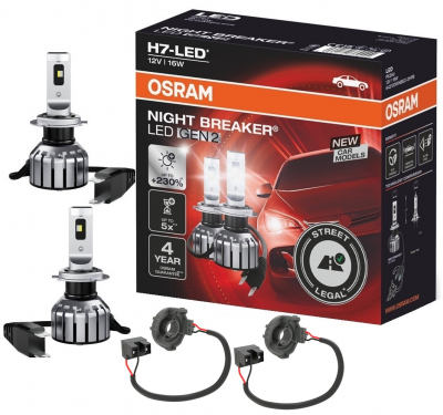 OSRAM NIGHT BREAKER H7 LED 220% Set für VW Sportsvan Facelift 2017-2020 mit H7 Adapter