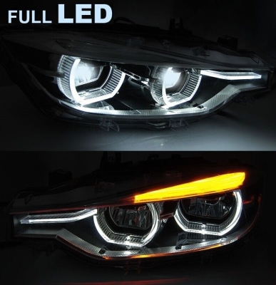 Voll Led Scheinwerfer für BMW F30 F31 07/15-18 schwarz mit Tagfahrlicht für orig. Halogen
