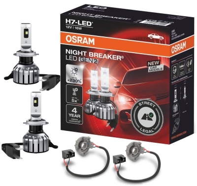 OSRAM NIGHT BREAKER H7 LED 230% Set für Mercedes Benz V-Klasse W447 Bj 14-19 DA07
