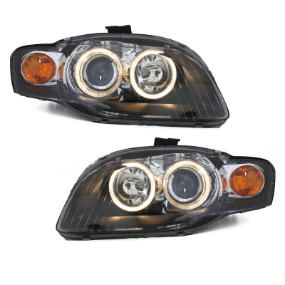 Scheinwerfer für AUDI A4 8E B7 04-08 2 Standlichtringe black schwarz