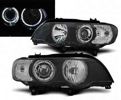 Xenon Scheinwerfer für BMW X5 99-03 E53 2 Led-Standlichtringe schwarz