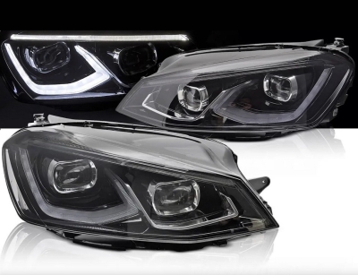 Voll Led Scheinwerfer für VW Golf 7 12-17 schwarz chrom mit Startanimation und Led Blinker