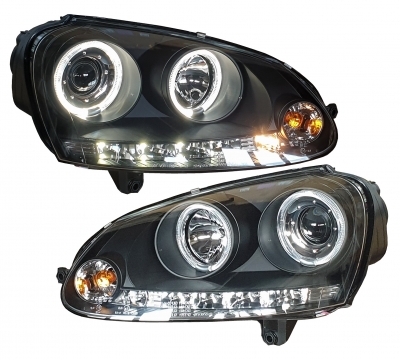 LED Angel Eyes Scheinwerfer für VW Golf V 03-09 schwarz Sonar ohne el. LWR