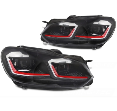 Led Scheinwerfer passend für VW Golf 6 08-12 schwarz rot sequentieller Blinker
