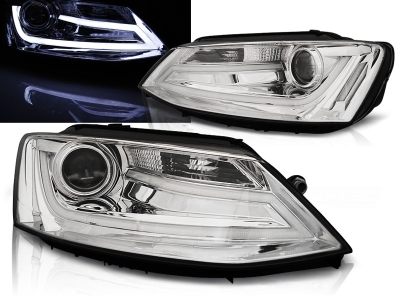 LED Lightbar Scheinwerfer für VW Jetta VI 11-14 chrom