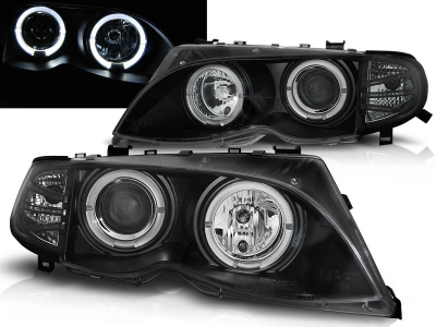 LED Angel Eyes Scheinwerfer für BMW E46 Lim/Tour 01-05 schwarz