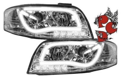 Light-Tube Scheinwerfer für Audi A6 4B C5 01-04 Facelift chrom